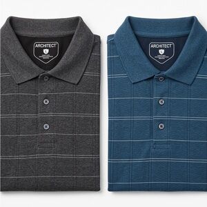 Architect Men’s Polo Duo — Blue & Charcoal Windowpane